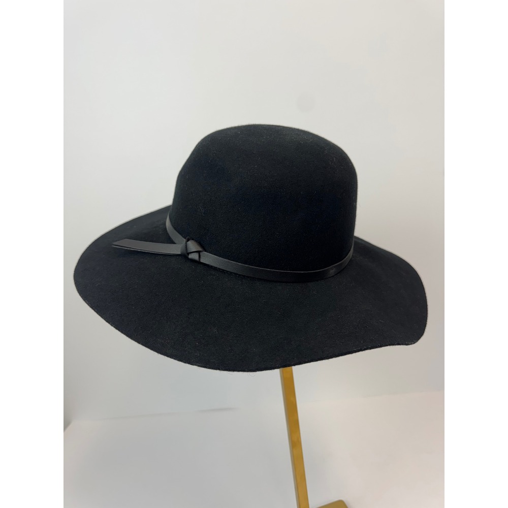 J. Jill Womens Black 100% Wool Wide Brim Floppy Hat One Size NWT 183211